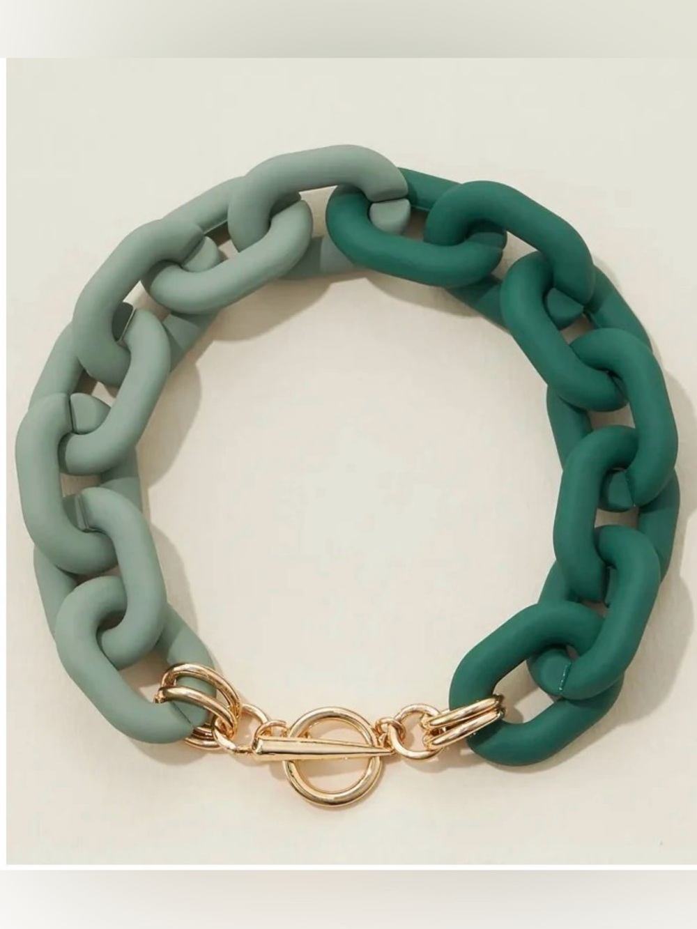 Matte Two-Tone Green Chain Bracelet
